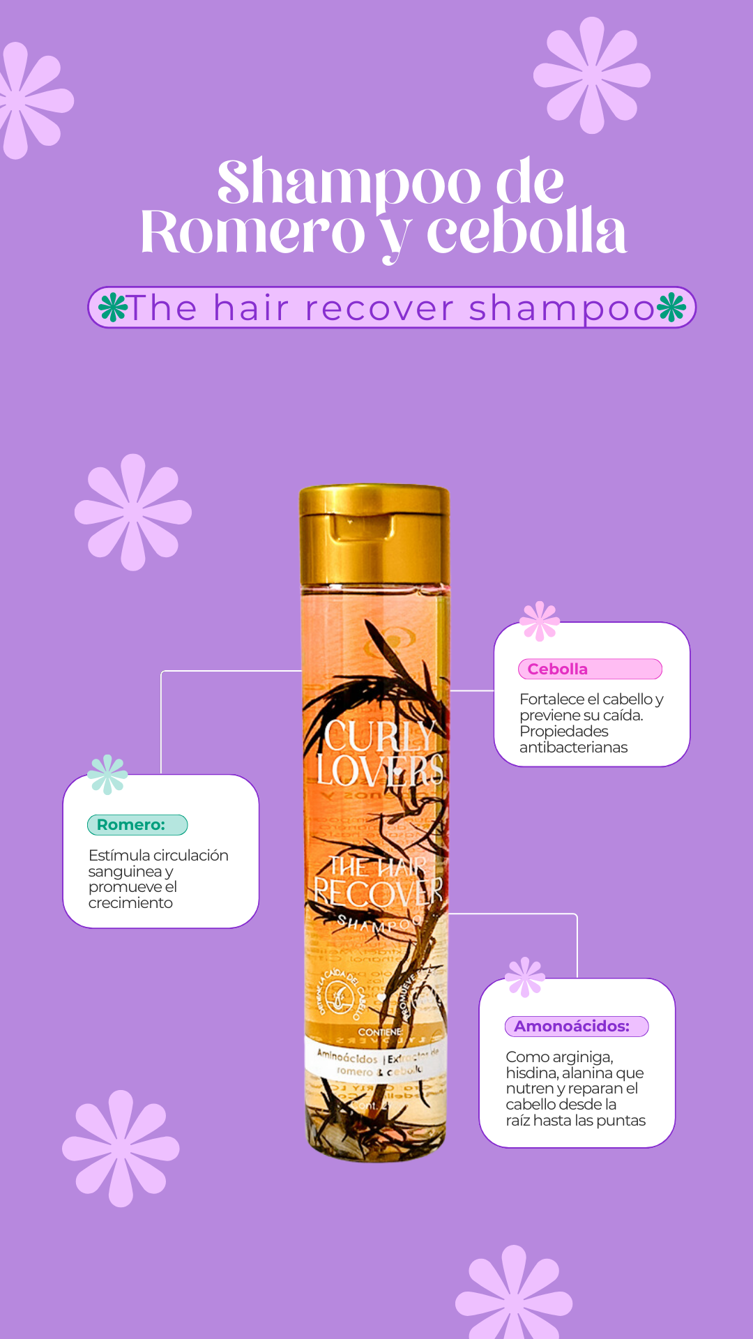 Shampoo de romero y cebolla The hair Recover Shampoo de Curly Lovers